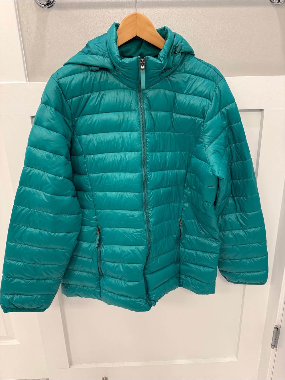 St. John's Bay Teal Lightweight Packable Puffer Jacket with Hood